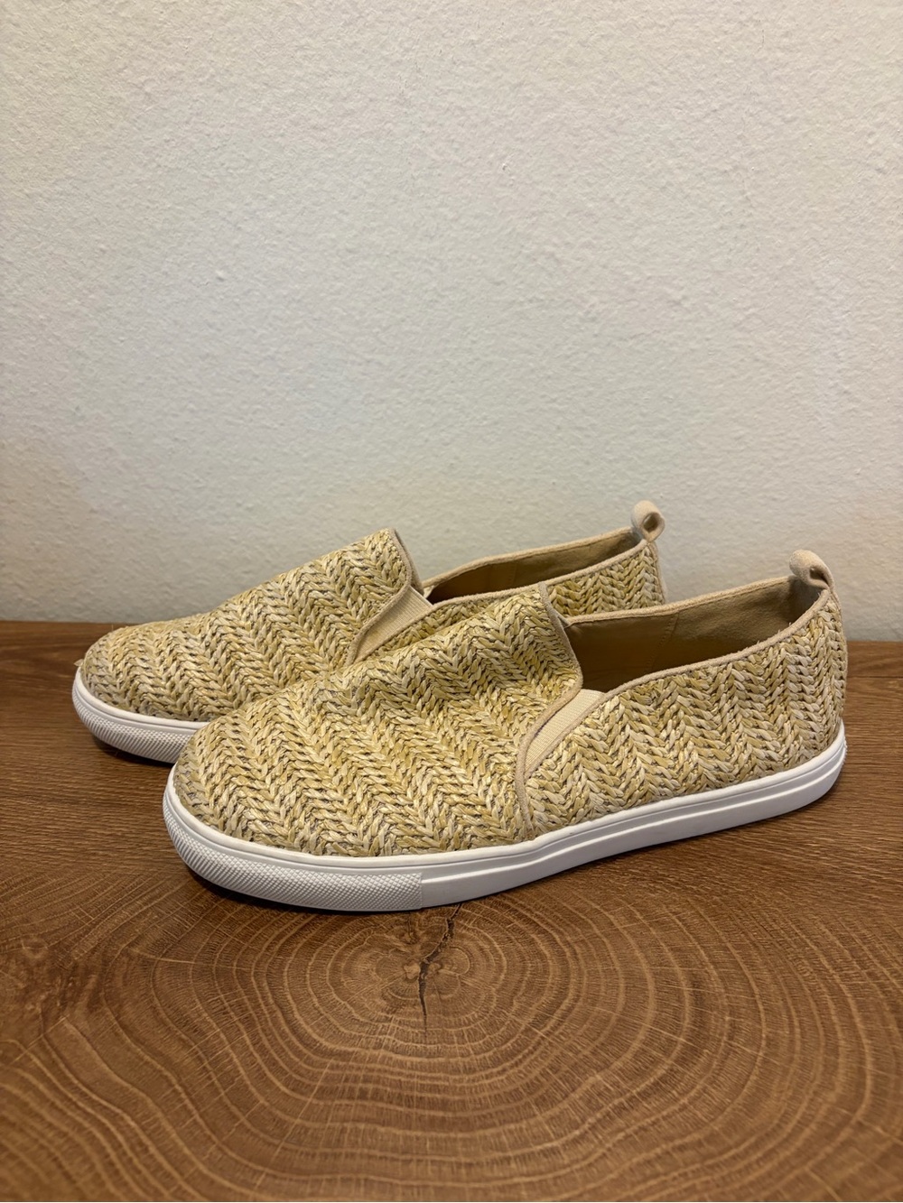 Nicole Miller New York Tonnille Woven Raffia Slip-On Sneakers